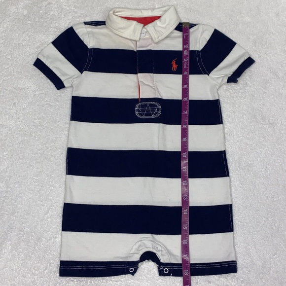 Ralph Lauren Striped polo Romper in Navy and White 18m - Picture 2 of 7